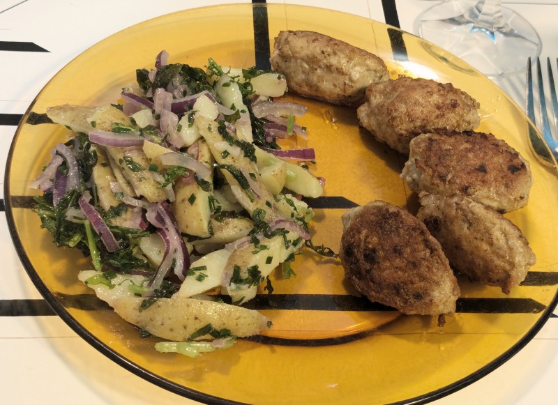 Frikadeller and potato salad from a Danish recipe sm.jpg