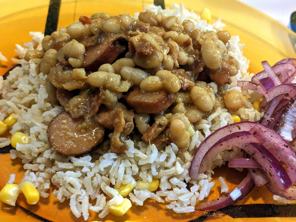 Stove top beans over brown basmati rice and sumac onion.jpg