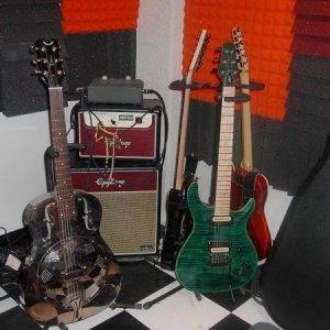 Guitars and hot rodded Epiphone amp