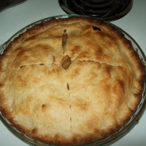 My first apple pie. I didn't cover the edges so they got a bit overdone.