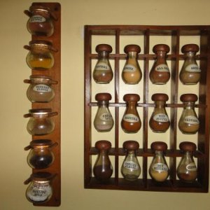 I received these two spice racks when I set up house-keeping more than 30 years ago. The spices were difficult to retrieve from the small bottles. The