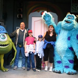 Ken, Kate, Madeleine and Alix with Mike and Sully in MGM studios.