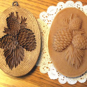 Springerle ginger cookie w/mold - Pine Cones