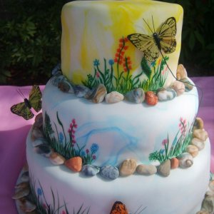 My husband's cousin had a spring themed wedding shower... this was the cake I made for her.