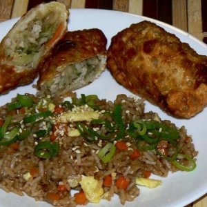 egg roll and fried rice