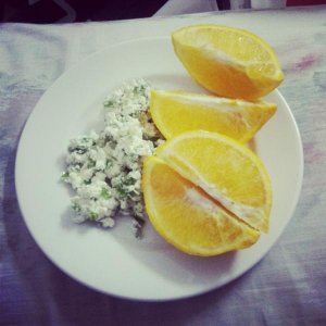 mint and pepper cheese with orange for dinner