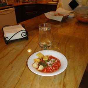 gazpacho in the soup bowl