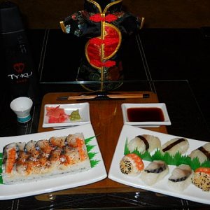 Halibut,mackerel & shrimp sushi