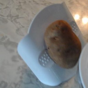 Potato on safety holder