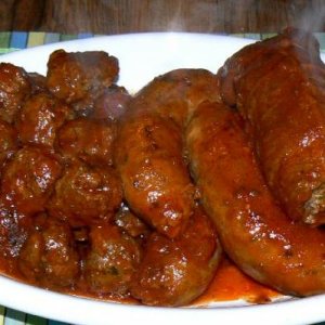 braciole sausage meatballs