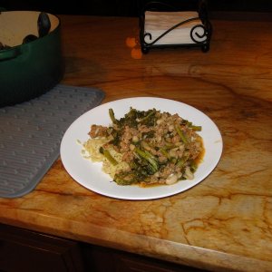 White bean and Broccoli Rabe over orzo