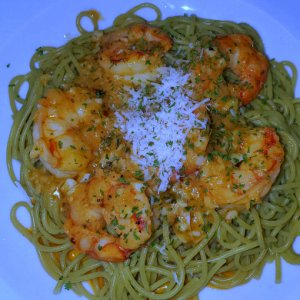 Shrimp Scampi over veg spaghetti...