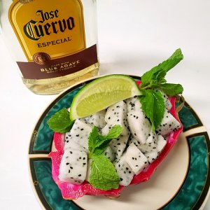 Dragon fruit w/ Lime , mint and a sprinkle of Jose.