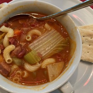 Homemade Portuguese Bean Soup Hawaii-Style, served with Diamond Bakery Soda Crackers, another must have from Hawaii.
You can find the recipe here:
htt