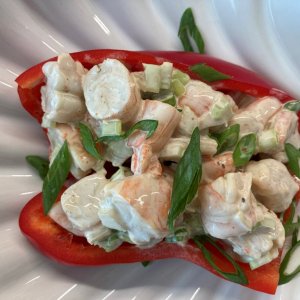 Mini Sweet Bell Peppers Stuffed With Shrimp Salad