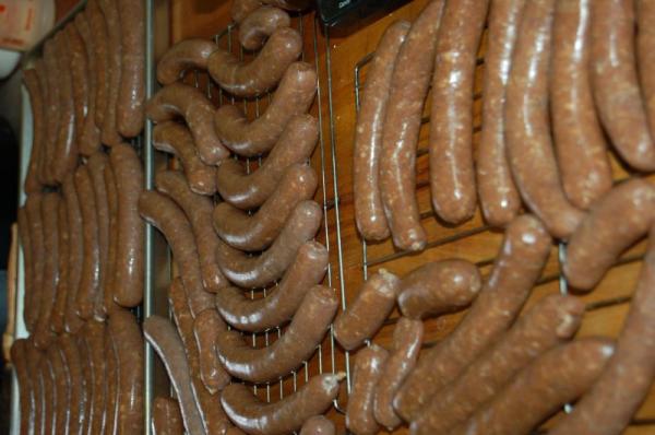 Air drying the sausages.