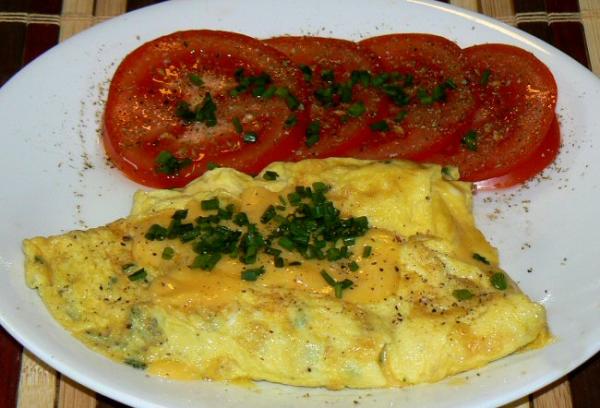 American cheese and chive omelet