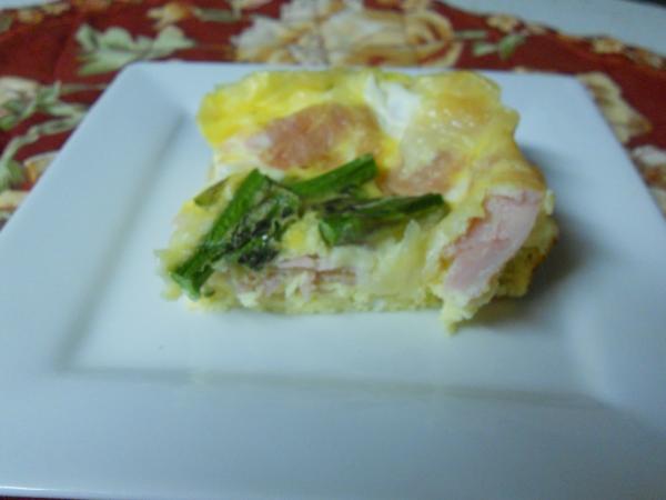 Asparagus, ham and Swiss fritatta