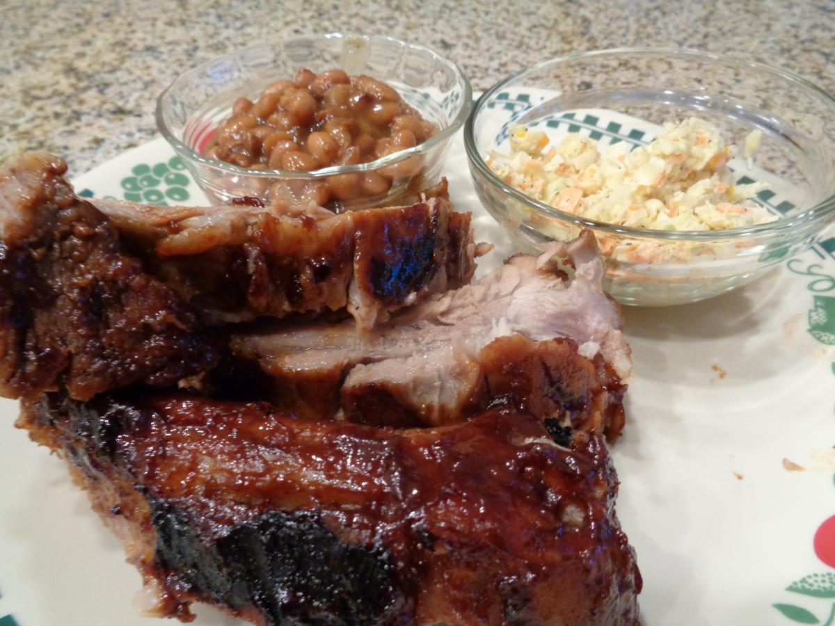 ATK Grilled Spare Ribs Dinner includes homemade ColeSlaw and Baked Beans