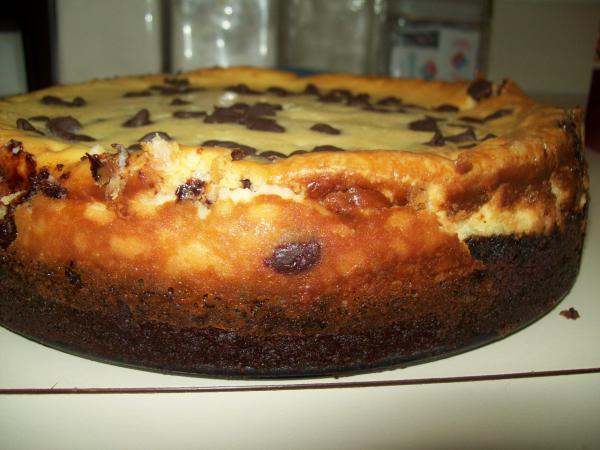 Chocolate Chip Cheesecake. Doesn't look too pretty but it was good and rich.