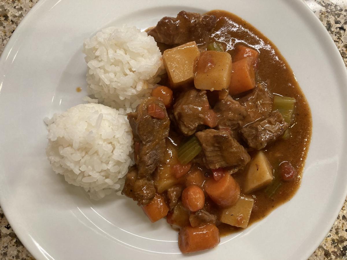 Hawaii-Style Beef Stew and Rice, ONO! (that's Hawaiian for delicious)