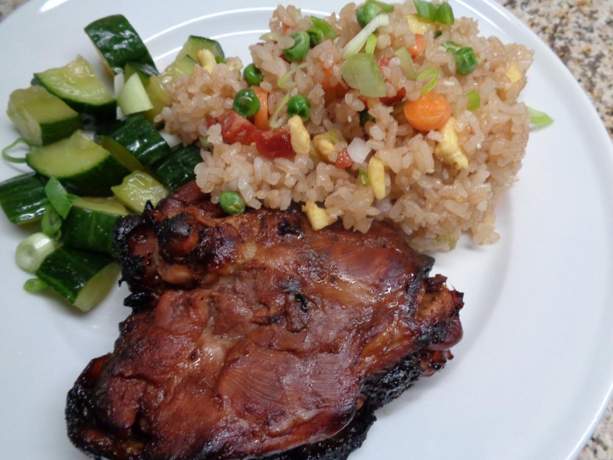 Hawaii-Style Guava Chicken with Fried Rice and my Quick Cucumber Kim Chee, ONO!!