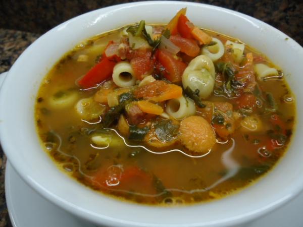 homemade minestrone soup with fava beans