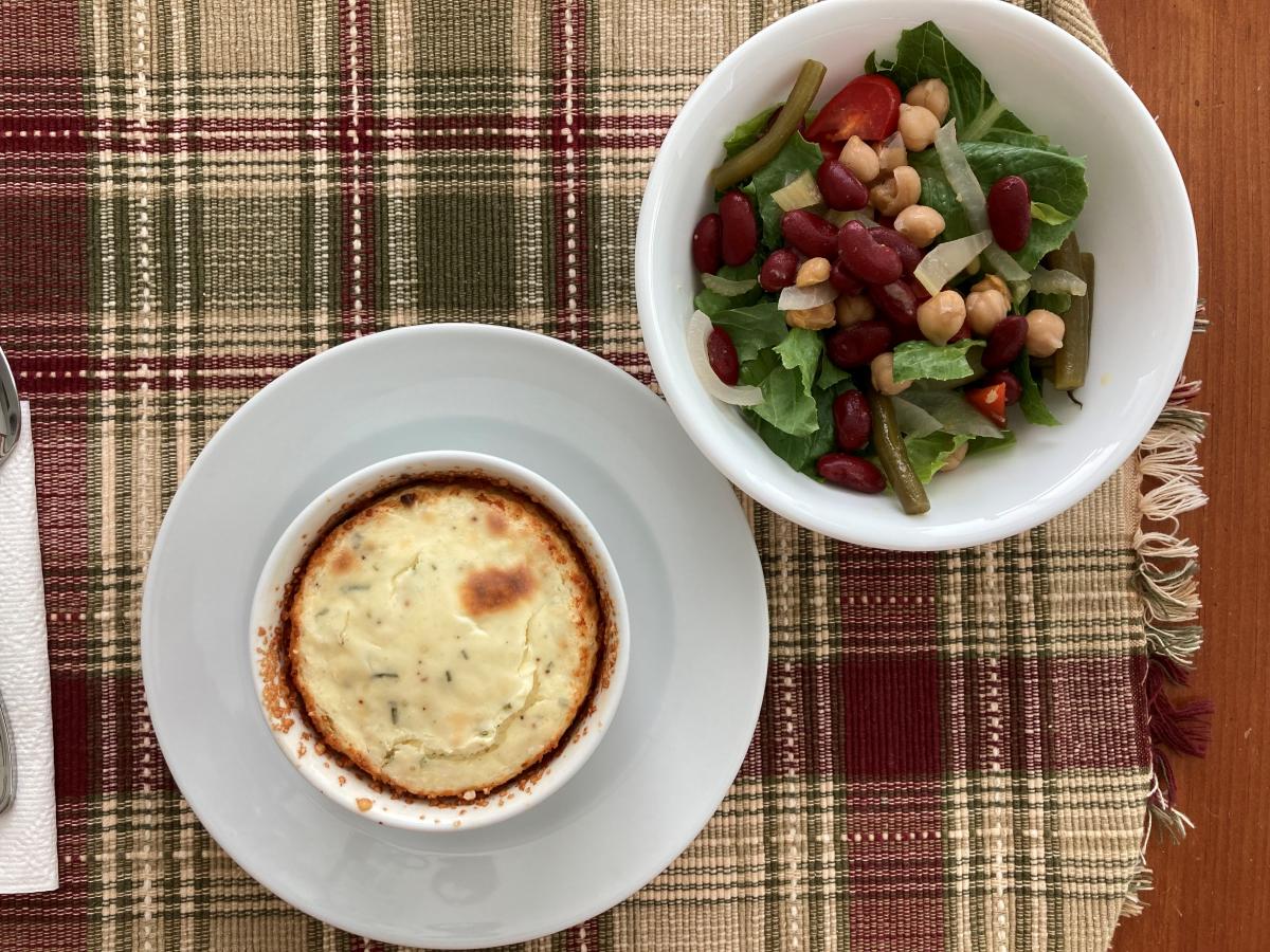 Jacques Pépin's Cream Cheese Soufflé
with a side Salad