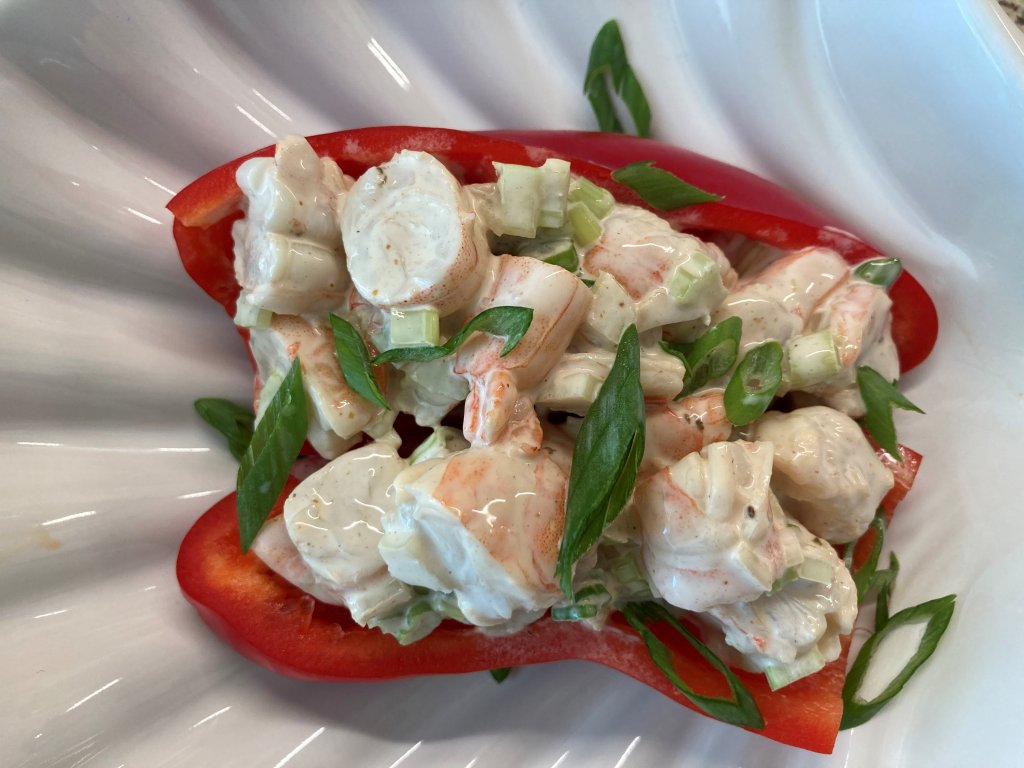 Mini Sweet Bell Peppers Stuffed With Shrimp Salad