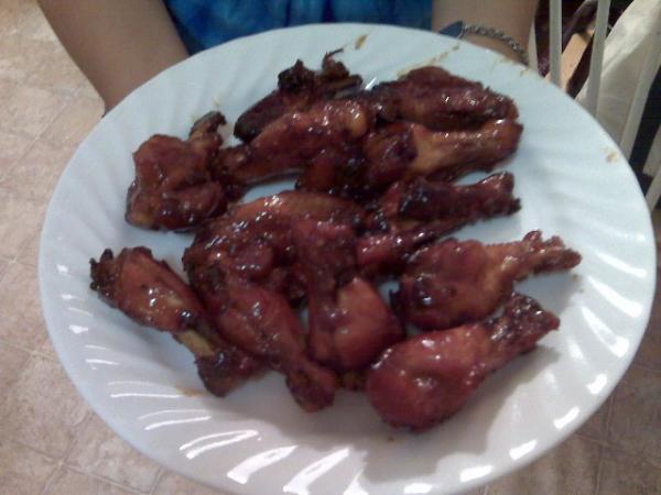 My teriyaki wings.  Camera phones aren't the best for taking pictures of good food. :)