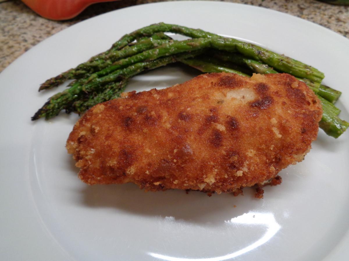 Provolone & Pancetta Stuffed Chicken Breasts with grilled fresh Asparagus