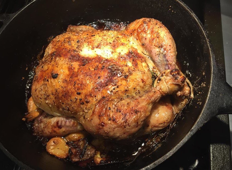 Roast chicken and garlic