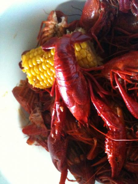 Some good old boiled crawfish, and I had to put one on the corn to show how big they were.

I may post this recipe soon.