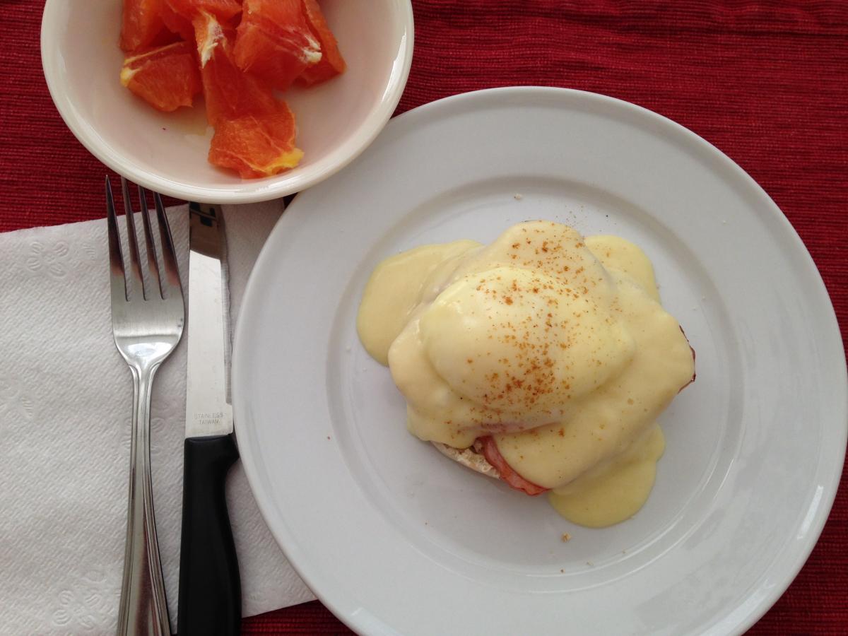 The ultimate, Eggs Benedict! Oh and a side of fruit ;)